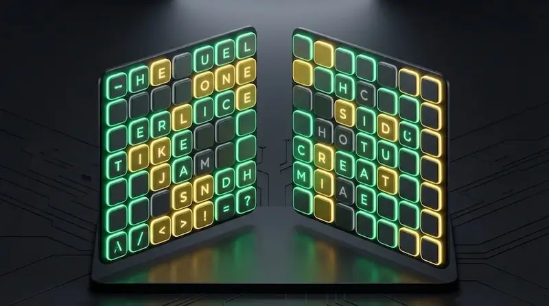 Interface do jogo Dueto com dois painéis de palavras lado a lado